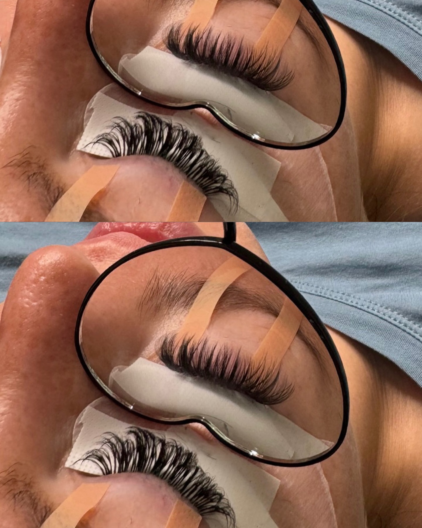 Magnified view of volume lash fans